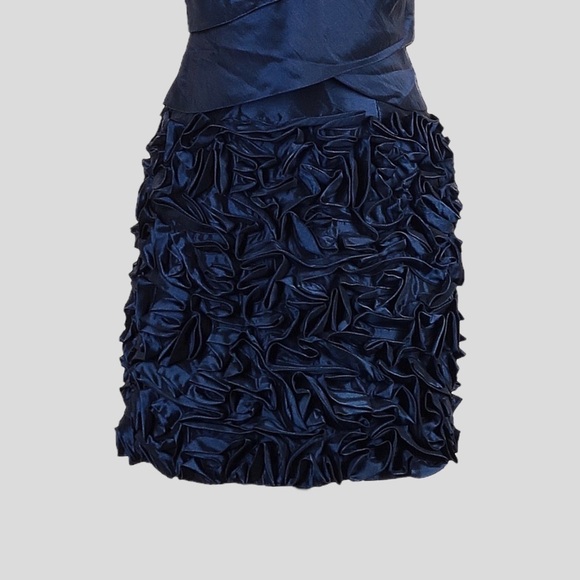 Laundry by Shelli Segal Strapless Navy Satin Rosette Cocktail Party Dress Size 6 - Picture 5 of 7